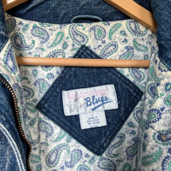 Weathered blues heavy quilted jean jacket - Picture 2 of 6